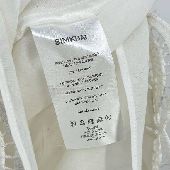 SIMKHAI | Morrigan Linen Mini Dress in Ivory White Lace Fit and Flare 0 - Picture 16 of 16